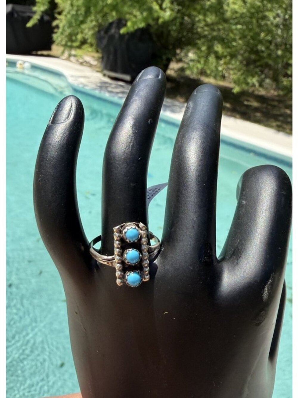 NWT Navajo Sterling Silver Kingman Turquoise Handmade  Ring Janice Spencer  8.5